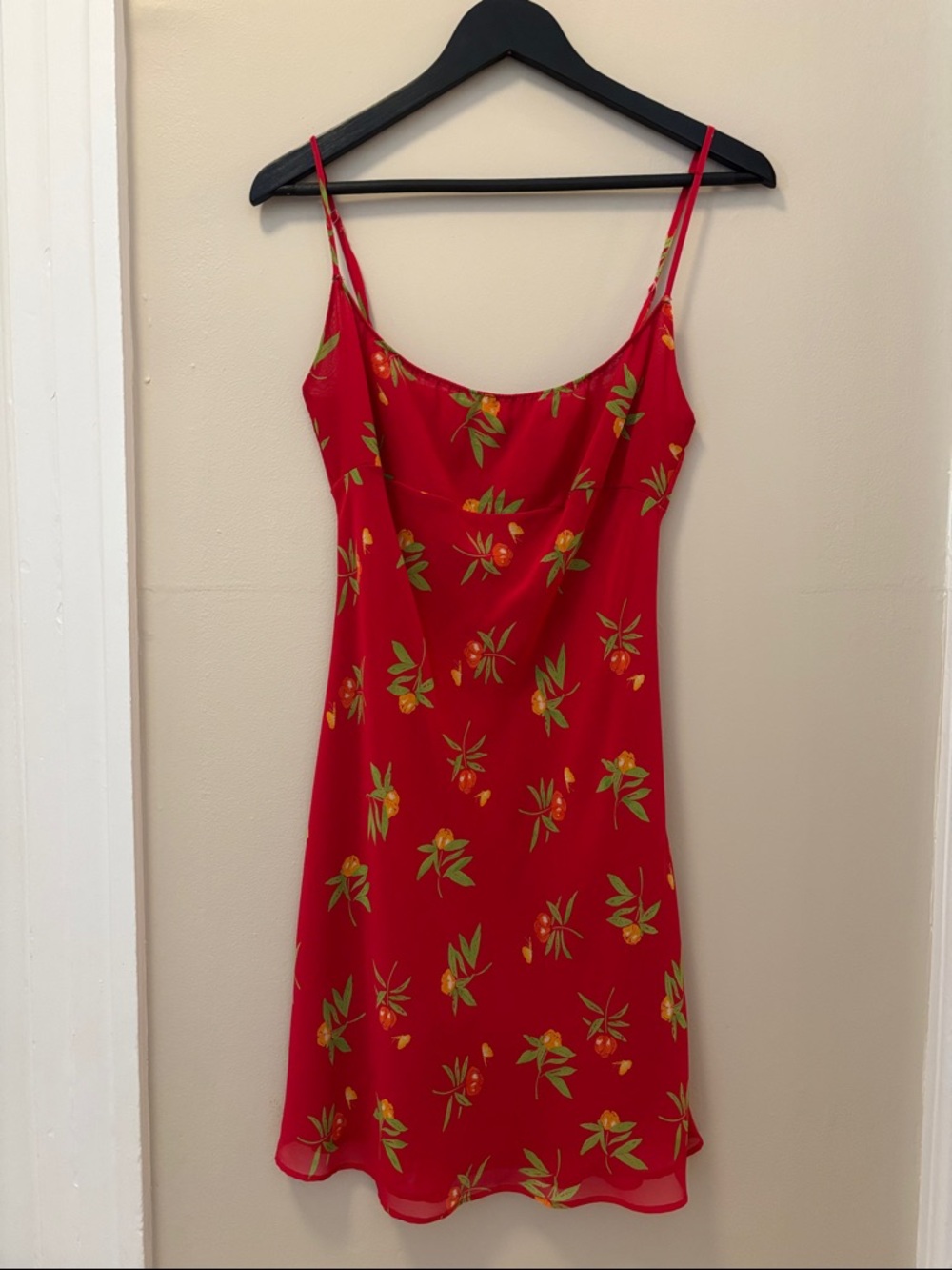 Red Floral Slip Mini Dress with Flowers